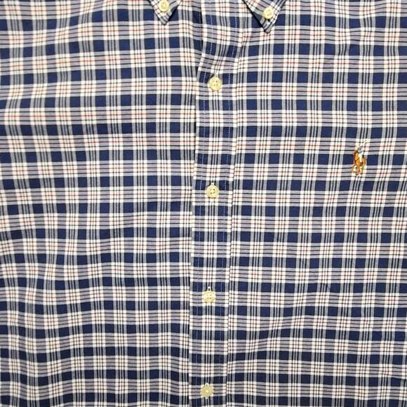 Ralph Lauren Classic Fit Plaid Shirt Blue White Button Down XL Mens - Picture 5 of 10